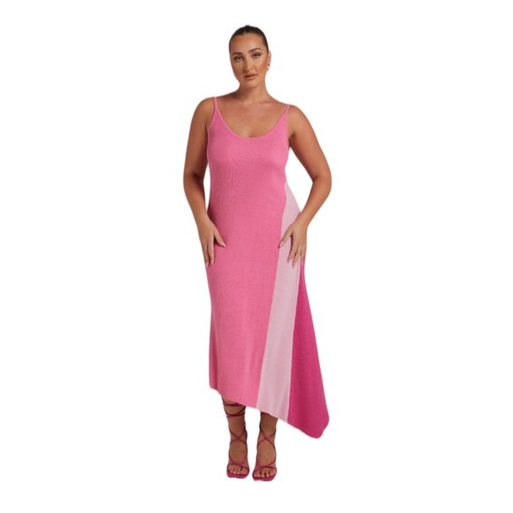 Showpo. Dresses & Skirts - Showpo  CLAUDIA KNIT DRESS WITH GODET SIDE PANEL IN PINK